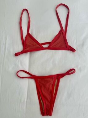 Minemale Animale Red Mesh Kini Bikini Set size small